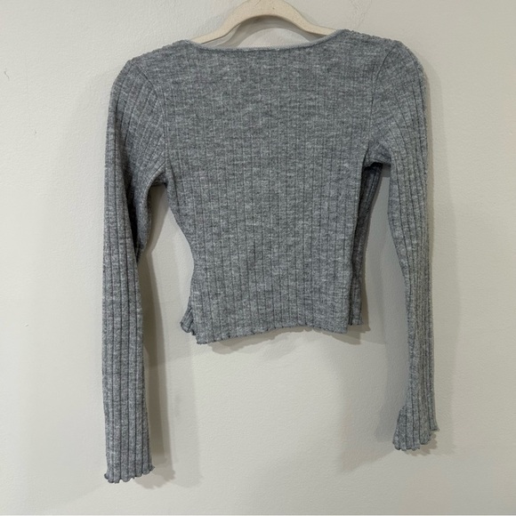 Out From Under Women's Lila Brushed Ribbed Wrap Lounge Gray Top Size Small - Picture 7 of 8